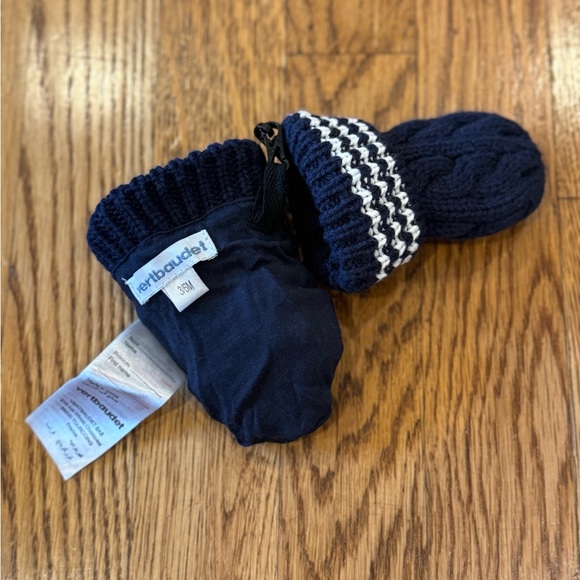 VERTBAUDET - New Winter set - Beanie + Scarf + Mittens, Navy and White, 3-6M - Picture 2 of 8